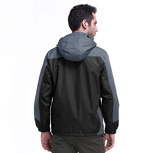 Naudamp Chaqueta Impermeable Softshell para Hombre Chaqueta de Senderismo Ligera a Prueba de Viento al Aire Libre Abrigo con Capucha Cortavientos