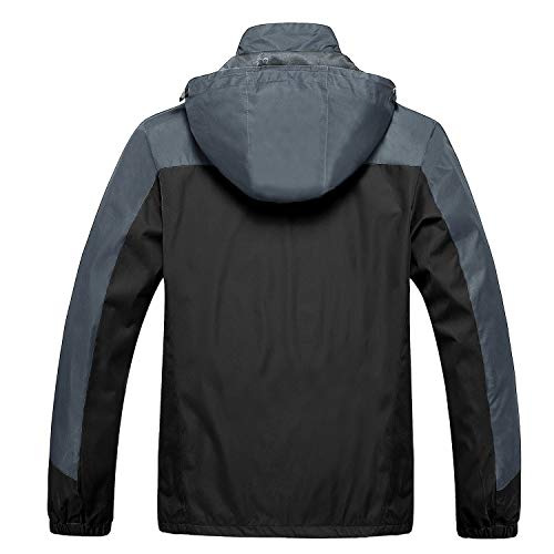 Naudamp Chaqueta Impermeable Softshell para Hombre Chaqueta de Senderismo Ligera a Prueba de Viento al Aire Libre Abrigo con Capucha Cortavientos