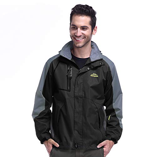 Naudamp Chaqueta Impermeable Softshell para Hombre Chaqueta de Senderismo Ligera a Prueba de Viento al Aire Libre Abrigo con Capucha Cortavientos