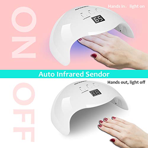 NAVANINO Lampara Secadora de Uñas LED/UV para Esmalte de Uñas de Gel, Cura la Luz en 3 modos para tiempo, Modo de calorbajo99s y Pantalla LCD. Para Manicura/Pedicura Nail Art en el Hogar ect,48W