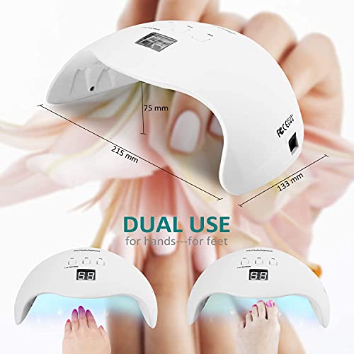 NAVANINO Lampara Secadora de Uñas LED/UV para Esmalte de Uñas de Gel, Cura la Luz en 3 modos para tiempo, Modo de calorbajo99s y Pantalla LCD. Para Manicura/Pedicura Nail Art en el Hogar ect,48W