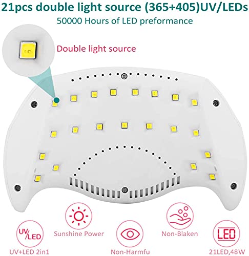 NAVANINO Lampara Secadora de Uñas LED/UV para Esmalte de Uñas de Gel, Cura la Luz en 3 modos para tiempo, Modo de calorbajo99s y Pantalla LCD. Para Manicura/Pedicura Nail Art en el Hogar ect,48W