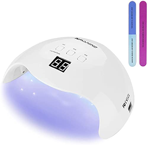 NAVANINO Lampara Secadora de Uñas LED/UV para Esmalte de Uñas de Gel, Cura la Luz en 3 modos para tiempo, Modo de calorbajo99s y Pantalla LCD. Para Manicura/Pedicura Nail Art en el Hogar ect,48W