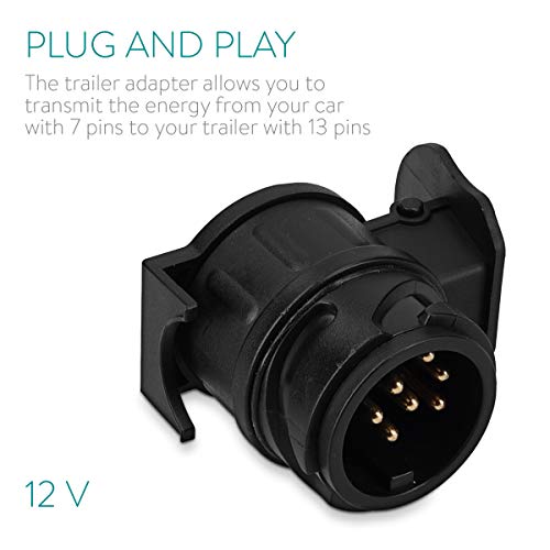 Navaris Adaptador para Remolque - Conversor 13 a 7 Pines 12V - Convertidor de Enchufe para Electricidad en Caravana y Coche - Conector de 13 a 7 Polos