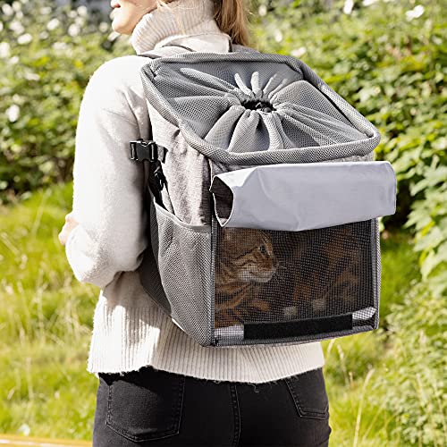 Navaris Bolsa de Perro para Bicicleta - Transportín Multiuso para Mascotas Gatos Perros - Cesta con Asas para Bici Transporte Viaje - Mochila Gris