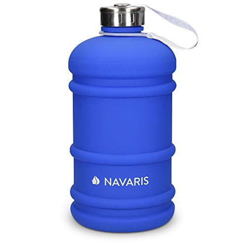 Navaris Garrafa Agua - Cantimplora Grande sin BPA - Botella Gimnasio con Tapa y asa - Garrafa de Agua de 2.2 litros para Fitness Ciclismo Senderismo