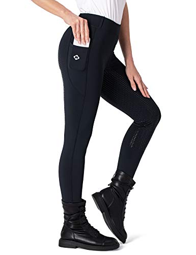 NAVISKIN Equitación Mujer Suave Elástico Jodhpurs Pantalones para Equitación con Bolsillos Pantalones De Equitación para Mujer, Medias de Montar de Las Mujeres de Cintura Elástica Alta,S