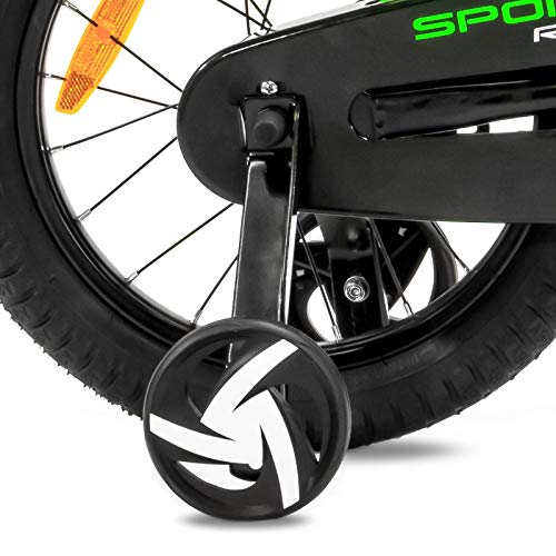 NB Parts - Bicicleta infantil para niños y niñas, BMX, a partir de 3 años, 12 pulgadas / 16 pulgadas, color verde opaco, tamaño 16