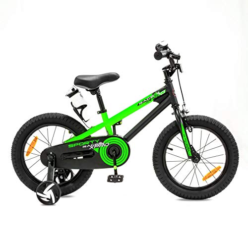 NB Parts - Bicicleta infantil para niños y niñas, BMX, a partir de 3 años, 12 pulgadas / 16 pulgadas, color verde opaco, tamaño 16