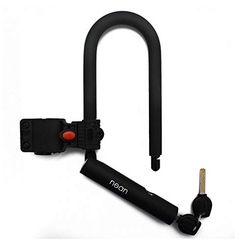 nean Candado para bicicleta con soporte y 2 llaves de seguridad, diámetro de 12 mm, 207 x 138 mm, color negro