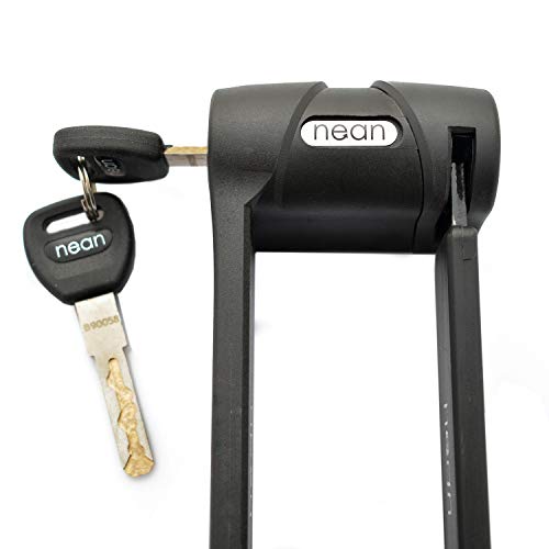 nean Candado plegable para bicicleta con soporte y 2 llaves de seguridad, 20 x 3,5 x 820 mm, color negro