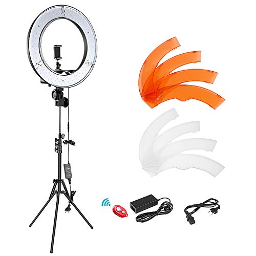 Neewer 14 Pulgadas Exterior LED Anillo de Luz 36W 5500K con Soporte de Luz Kit: Tubo Filtro de Color Adaptador de Zapata Caliente Receptor Bluetooth para Disparo Cámara Youtube Video TikTok