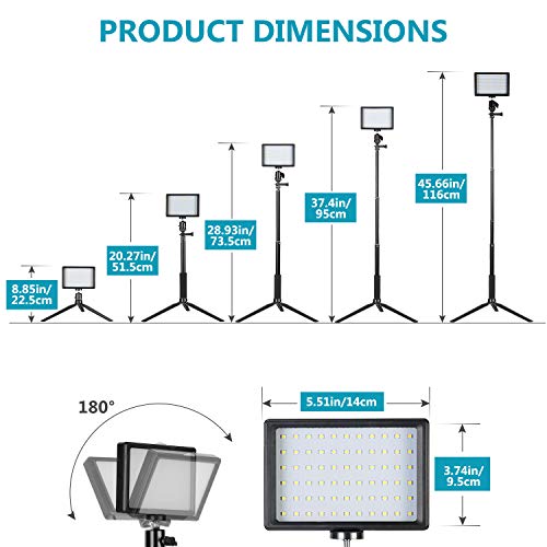 Neewer 2 X Luz de Vídeo LED USB de Regulables 5600K con Soporte de Trípode Profesional y Filtros de Color para Grabación en Ángulo Bajo, luminación de Videoconferencia/Juegos/YouTube/Fotografía