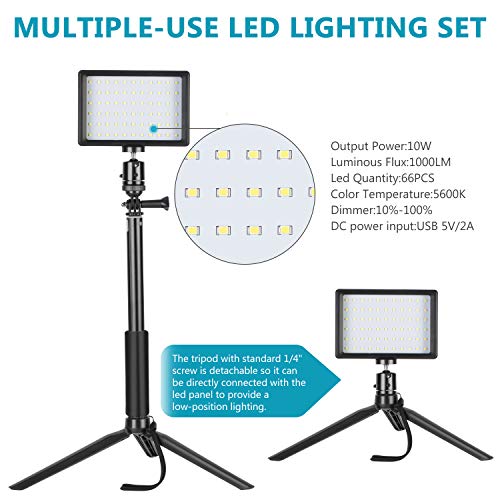 Neewer 2 X Luz de Vídeo LED USB de Regulables 5600K con Soporte de Trípode Profesional y Filtros de Color para Grabación en Ángulo Bajo, luminación de Videoconferencia/Juegos/YouTube/Fotografía