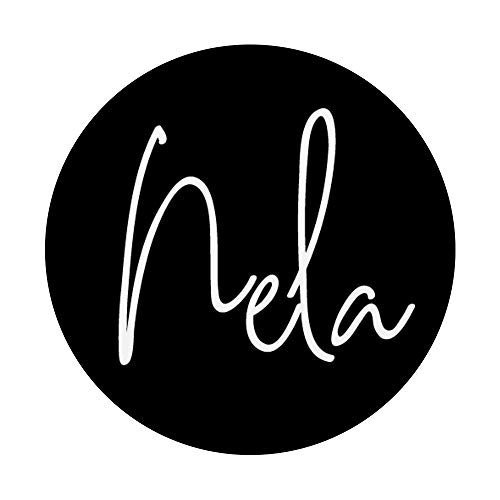 Nela - Nombre blanco sobre negro para niñas y mujeres - Nela PopSockets PopGrip Intercambiable