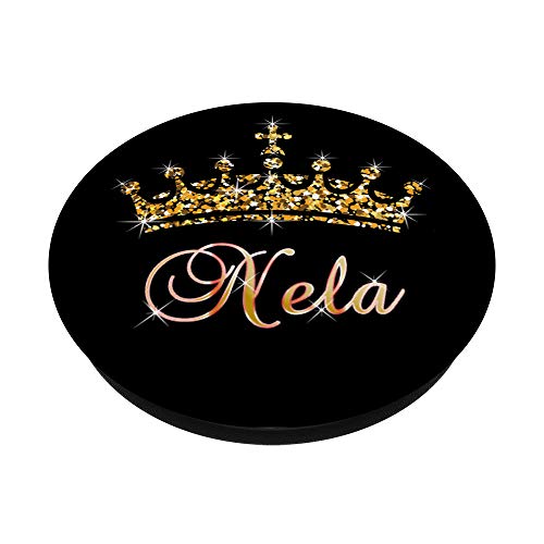 Nela Nombre con Tiara Corona Reina Princesa - Nela PopSockets PopGrip Intercambiable