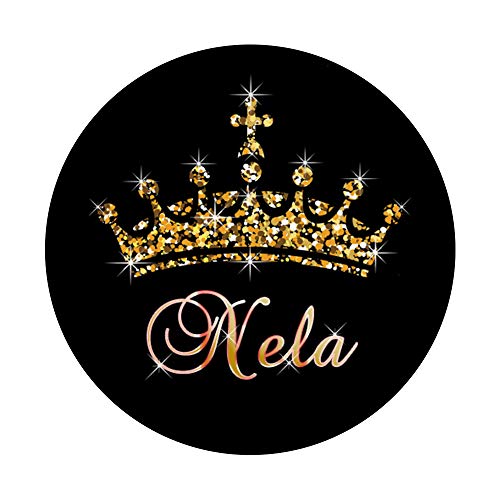 Nela Nombre con Tiara Corona Reina Princesa - Nela PopSockets PopGrip Intercambiable