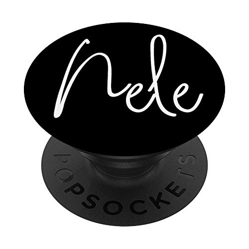 Nele Nombre Blanco sobre Negro para Niñas & Mujeres - Nele PopSockets PopGrip Intercambiable