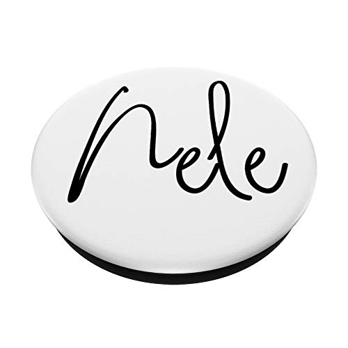 Nele Nombre Negro sobre Blanco para Niñas & Mujeres - Nele PopSockets PopGrip Intercambiable