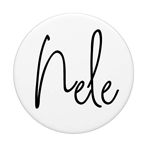 Nele Nombre Negro sobre Blanco para Niñas & Mujeres - Nele PopSockets PopGrip Intercambiable