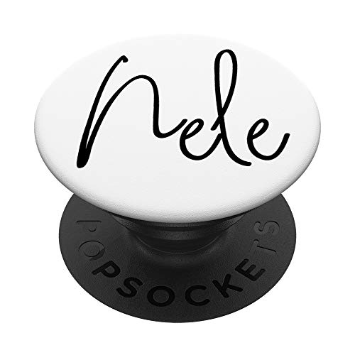 Nele Nombre Negro sobre Blanco para Niñas & Mujeres - Nele PopSockets PopGrip Intercambiable