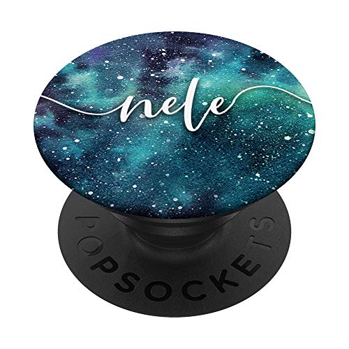 Nele Nombre Personalizado - Azul patrón de galaxia PopSockets PopGrip: Agarre intercambiable para Teléfonos y Tabletas