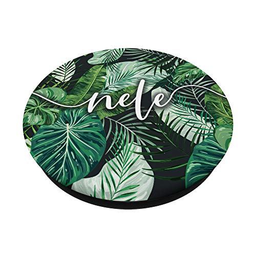 Nele - Nombre Personalizado Botánico Tropical Verde PopSockets PopGrip: Agarre intercambiable para Teléfonos y Tabletas