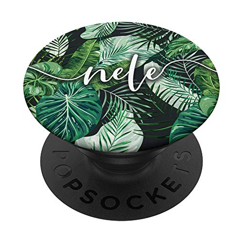 Nele - Nombre Personalizado Botánico Tropical Verde PopSockets PopGrip: Agarre intercambiable para Teléfonos y Tabletas