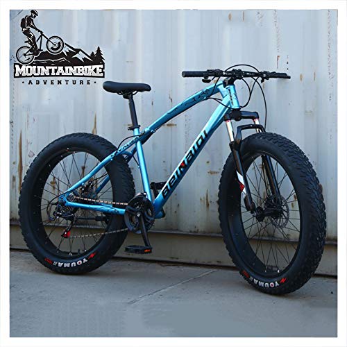 NENGGE Bicicleta Montaña Hardtail 24 Pulgadas para Adulto Hombre y Mujer, Hard Tail Bicicleta BTT con Suspensión Delantera, Marco de Acero de Alto Carbono MTB,Azul,24 Speed