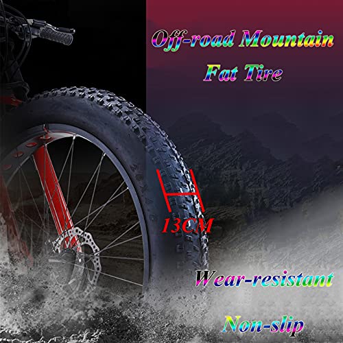 NENGGE Bicicletas de Montaña 26 Pulgadas, Hombre Mujer Bicicleta BTT de Fat Tire para Adulto, Doble Suspensión Bicicleta Montaña con Freno Disco, Acero Carbono MTB Ciclismo,Negro,21 Speed