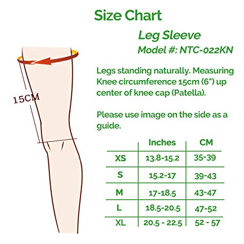 Neotech Care - Manga de compresión para rodilla y pierna (2 unidades) - Tejido de punto de fibra de bambú - Material elástico y transpirable - Compresión mediana - Gris - S