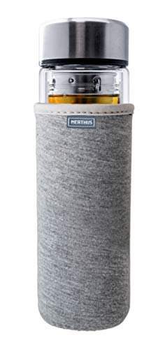 NERTHUS FIH 664 Filtro 350 ml, Aislante Gracias a su Doble Pared, Botella infusor, Termo, Taza de Viaje, Tetera de Cristal