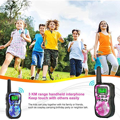 Nestling Walkie Talkie para niños, Camuflaje al Aire Libre, 8 Canales, Radio de 2 vías, Juguetes, Linterna LCD retroiluminada, Rango de 3 Millas para Actividades Infantiles (3pcs Camuflaje)