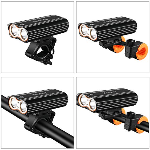 Nestling®Luz Bicicleta,Luz Bicicleta LED Recargable USB con 4 Modos 2400 Lúmenes IP65 Impermeable, Linterna Bicicleta con Luz Bicicleta Delantera y Trasera, Luz Bicicleta para Carretera y Montaña