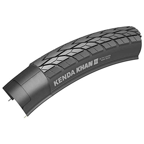 Neumático para Bicicleta Khan II Preferred - 26 x 1.75 - TPI 30 - Uso Urbano Gran Rapidez y Ligereza - Excelente para Pavimento Mojado - Cubiertas para Bicicleta - Negro - Kenda