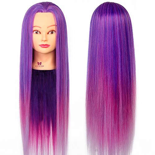 Neverland Cabello para prácticas de peluquería, pelo sintético 64 cm, pelo lila de ensueño, juego de estilizados de trenzas.