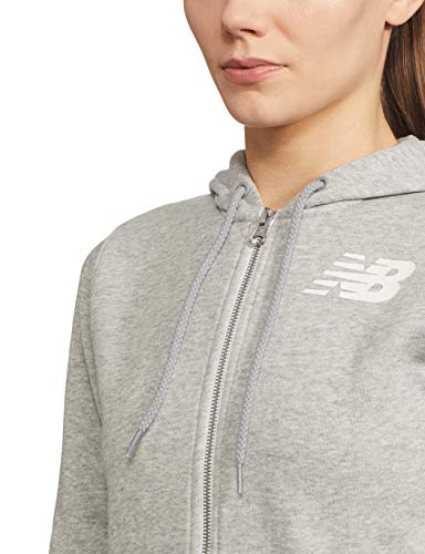 New Balance Core Fleece Full Zip Hoodie Chaqueta, Mujer, Athletic Grey, XL