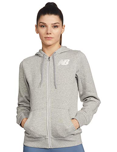 New Balance Core Fleece Full Zip Hoodie Chaqueta, Mujer, Athletic Grey, XL