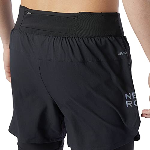 New Balance Men's Q Speed Fuel 2 in 1 5 Inch Short, Black, Large