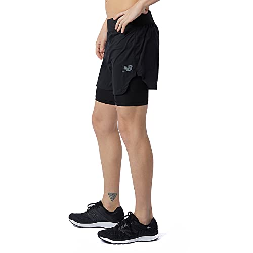 New Balance Men's Q Speed Fuel 2 in 1 5 Inch Short, Black, Large