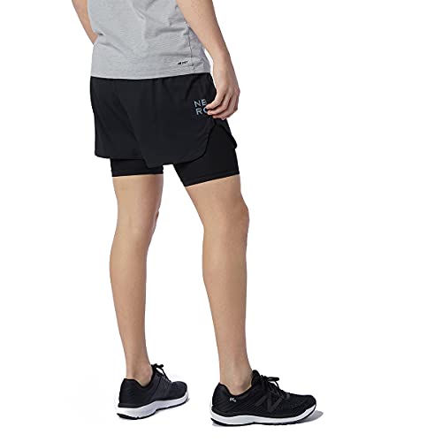 New Balance Men's Q Speed Fuel 2 in 1 5 Inch Short, Black, Large