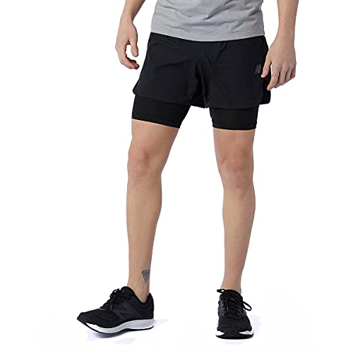 New Balance Men's Q Speed Fuel 2 in 1 5 Inch Short, Black, Large