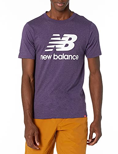 New Balance Men's Standard Essentials Stacked Logo Short Sleeve, Prism Purple Heather, X-Large