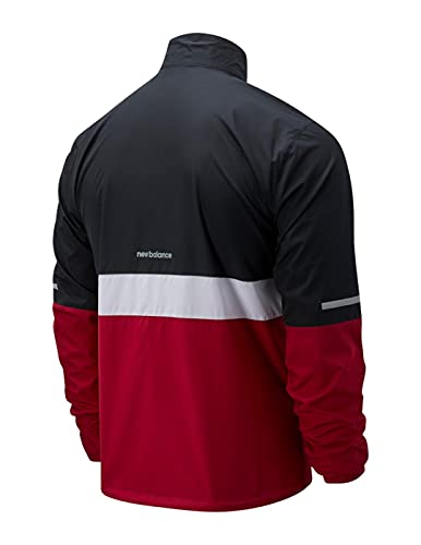 New Balance MJ03217 Accelerate Jacket, Chaqueta Deportiva para Hombre, Negro/Rojo/Blanco, M
