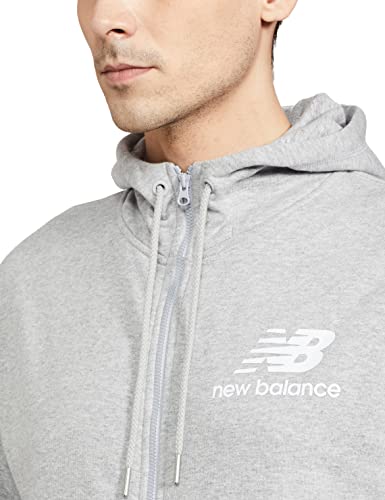 New Balance NB Essentials-Sudadera con Capucha y Cremallera Completa, Athletic Grey, L para Hombre