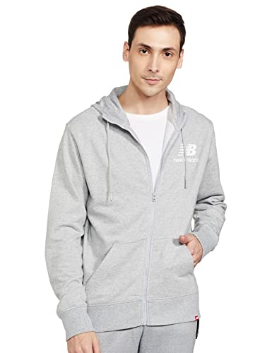 New Balance NB Essentials-Sudadera con Capucha y Cremallera Completa, Athletic Grey, L para Hombre