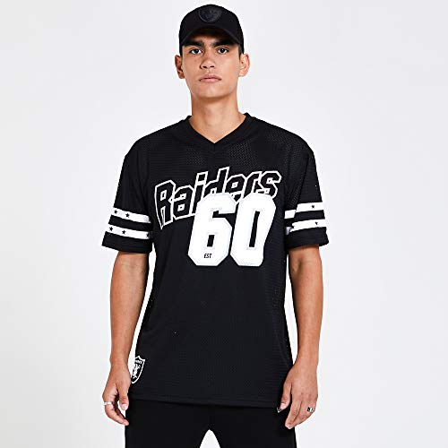 New Era NFL Stripe Sleeve Overszd tee Oakrai Sudadera, Unisex Adulto, Black, L