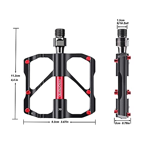 Newgoal Pedales para Bicicleta de montaña con 3 rodamientos sellados, ultraligeros y Anchos de aleación de Aluminio Antideslizante de 9/16 Pulgadas