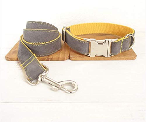 Newgreeny Juego De Cuerda De Remolque para Collar De Tracción para Perros Mediano/Grande Suministros para Mascotas S Gris + Amarillo