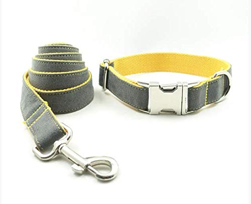 Newgreeny Juego De Cuerda De Remolque para Collar De Tracción para Perros Mediano/Grande Suministros para Mascotas S Gris + Amarillo